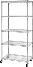 Seville Classics UltraDurable Heavy Duty NSF Solid Steel Wire Rack Storage Unit, Organizer for Garage, Warehouse, Office, Restaurant, Classroom, Kitchen, Steel, 5-Tier Shelving, 36" W x 18" D by CozyNest Decor