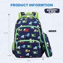 mygreen 3PCS Kids Backpack Set - Waterproof Bookbag with Lunch Box for Boys Ages 3-12, Adorable Cartoon Prints for School & Outdoor Use Dark Blue Cars by TinyTreasures Baby Boutique