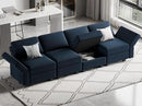 Belffin Modular Sofa Couch with Storage Seats Sectional Sofa Velvet Sofas for Living Room Blue by CozyNest Decor