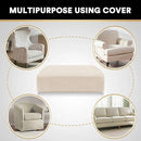 PrinceDeco Stretch Velvet Couch Cushion Cover,Soft Fitted Cushion Slipcover for Chair Cushion Furniture Protector Seat Cushion Sofa Cover Width Up to 29.5", Ivory by CozyNest Decor