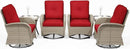Joyside Outdoor Swivel Rocker Chairs, 6 Piece Wicker Patio Set with Thick Cushion and Side Table, Rattan Patio Swivel Rocking Chairs for Porch, Deck Use (Natural/Red, 6 PCS) by GreenHaven Gardens