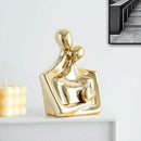 Porcelain Romantic Couple Figurines Statue Gold Aesthetic Decorations Hugging Couple Sculptures - Modern Ceramic Sculpture Home Accents for Living Room Bedroom Coffee Table, Desktop, Bookshelf by CozyNest Decor