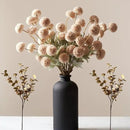 Beige Fake Flowers Silk 10 Stems With Eucalyptus, Faux Flowers For Vase, Artificial Mums Long Stem, Mini Faux Mums Flower Bulk, Tan Nude Cream Neutral Floral, Chrysanthemum Pom Pom Floral Arrangements by CozyNest Decor