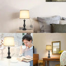 Touch Lamps for Bedrooms Set of 2, Farmhouse Table Lamp with USB C Charging Port, 3 Way Dimmable Nightstand Lamps with Linen Fabric Lampshade for Bedroom, Living Room (Pack2-Black) by CozyNest Decor