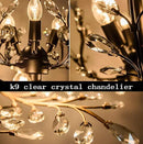Ganeed Crystal Chandeliers,Vintage 8 Lights Pendant Light,K9 Clear Crystal Chandelier Lighting Fixtures,Ceiling Light for Living Room Bedroom Restaurant Porch Hallway (Black) by CozyNest Decor