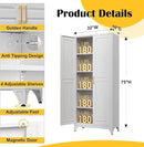 Kitchen Pantry Cabinet,75”White Metal Storage Cabinets with Doors and 4 Adjustable Shelves,Kitchen Cabinet with 2 Gold Handles,Tall Cabinet for Livingroom,Pantry, Bathroom by CozyNest Decor