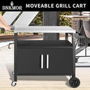 Dining Cart Table with Big Storage Cabinet, Movable Outdoor BBQ Grill Table Pizza Oven Stand, Kitchen Cart Island Multifunctional Food Prep for Inside and Outside by CozyNest Decor