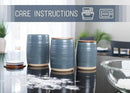 Nat & Jules Lidded Grey 6 inch Ceramic and Wood Kitchen Canisters Set of 3 by CozyNest Decor