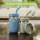 WeeSprout 2-in-1 Drinking Cups for Kids, Durable Stainless Steel Tumbler for Smoothies, Silicone Straws with Stoppers, Premium Plastic Twist Lids, Easy-Grip Sleeves, Set of 4 Dishwasher Safe Kid Cups by TinyTreasures Baby Boutique