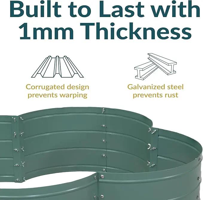 Sunnydaze Galvanized Raised Garden Bed - Metal Raised Bed for Gardening - Outdoor Planter Box for Flowers, Plants, and Vegetables - Green - 12” H Clover, photo 2 of 9