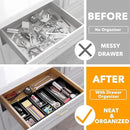 SpaceAid 7-Piece Bamboo Drawer Organizer Storage Boxes Set, Wood Tray Junk Drawer Organizers Multi-Use Divider Bins for Kitchen, Bathroom, Office Desk and Makeup Organization (7 Pack, Black) by CozyNest Decor