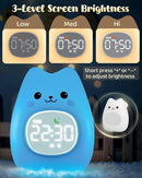 Cat Alarm Clock for Kids with Night Light, Sleep Training Clock Time to Wake Clock, Rechargeable Silicone Light for Bedroom, Perfect Sleep Companion for Boys Girls by TinyTreasures Baby Boutique
