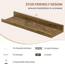 Axeman Picture Ledge Shelf, Floating Shelves for Wall Storage Set of 6, 16 inch Floating Wall Mounted Shelves, Wall Shelves with Lip for Living Room, Bedroom, Nursery, Bathroom, Kitchen, Rustic Brown by TinyTreasures Baby Boutique