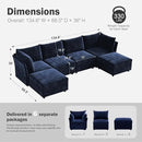 134.6" Oversized Modular Sectional Sofa, 6 Seater U Shaped Couch with Storage Ottoman with Reversible Chaise Deep Seat for Living Room, Apartment - Chenille Blue by CozyNest Decor