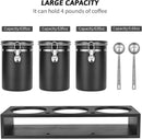 Yangbaga 3x63OZ Sugar Coffee Canisters with Shelf, 304 Stainless Steel Coffee Station Container for Ground Coffee Bean Storage with Airtight Locking Clamp&Scoop, Cereal Containers Storage for Kitchen by CozyNest Decor