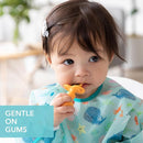 Bumkins Baby Utensils Set, Chewtensils Silicone Spoons for Dipping, Self-Feeding, Baby Led Weaning, Trainer Learning, First Stage Eating, Soft Practice Fork and Spoon, Babies 6 Months, Tangerine by TinyTreasures Baby Boutique