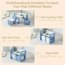 3 in 1 Montessori Weaning Table and 2 Chairs Set, Kids Activity Table Set, 2 Height Levels, Toddlers Activity Table for Drawing, Dining, Reading and Playing, Blue by CozyNest Decor
