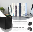 VONDERSO Metal Bookends, 4 Pairs Black Metal Book Ends Heavy Duty for Shelves Decor Home Office, Unique Black Bookends Supports Anti-Slip for Kids by CozyNest Decor