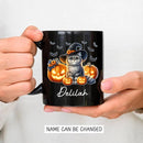 Customized Halloween British Longhair Mug with Name, Personalized British Longhair with Pumpkins Coffee Cup, Witch Cat Ceramic Mug, Pet Halloween Black Cup 11oz 15oz, Gift for Cat Dad Mom by TinyTreasures Baby Boutique
