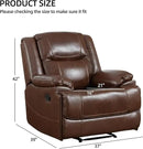 EBELLO Genuine Leather Manual Recliner Chair, Reclining Sofa Chair Couch for Living Room, Bedroom Furniture, Meeting Room, Brown by CozyNest Decor