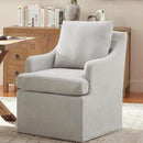 VKNOW Upholstered Dining Chairs Set of 2, Modern Kitchen Chairs Dinner Chairs with 4 Casters, Linen Armchair for Bedroom Reading Room Living Room, Light Grey by CozyNest Decor