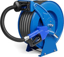 Fuel Hose Reel Retractable with Fueling Nozzle, 3/4" x 50" Heavy Duty Steel, 300PSI Industrial Auto Swivel, Spring Driven Diesel Hose Reel for Construction Farm Ship Vehicle Tank, Blue by GreenHaven Gardens