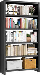 5 Tier Book Shelf, Metal Bookshelf, 69.3” Tall Black Bookcase, Free-Standing Industrial Bookshelves, Tools-Free Assembly Book Storage Organizer for Bedroom, Living Room, Office (Black) by CozyNest Decor