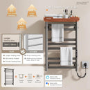 ENZE Heated Towel Rack with Shelf and Wi-Fi App Control, 8 Bars Electric Wall Mounted Towel Warmer with Timer & Adjustable Temperature, Low Carbon Steel, Plug-in/Hardwired, Gray by TinyTreasures Baby Boutique