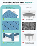 SERWALL Rectangle Outdoor Coffee Table, HDPE Patio Coffee Table, Navy by CozyNest Decor