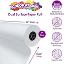 Colorations Dual Surface Paper Roll Classroom Supplies for Arts and Crafts White (36" x 1000') (Item