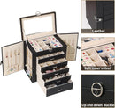 BOOVO Jewelry Box For women, 6 Layer Large Jewelry Organizer With Mirror, Multi-Function Storage Box With Lock, Accessory Holder With 5 Drawers, For Earrings Necklace Ring Bracelet (Black) by TinyTreasures Baby Boutique