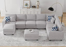 L Lengend Vansen Modular Sectional Sofa U Shaped Couch with Ottoman Modern Reversible Corner Sectional Couch for Living Room (Light Grey, U Shaped Sofa-5) by CozyNest Decor