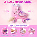 Rainbow Toddler Roller Skates - Size 4 Adjustable | Light Up Quad Skates for Girls & Boys Beginners Aged 3-12 by TinyTreasures Baby Boutique