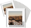 HAUS AND HUES 20x20 White Metal Picture Frames Matted to 16x16 - Features Premium Aluminum & Hanging Hardware, Shatterproof Plexiglass - Ideal for Home, Room, Office (20x20 in, White, Set of 15) by CozyNest Decor