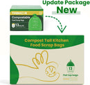 13 Gallon Compostable Trash Bags,50 Count, Heavy Duty Tall Kitchen Food Scrap Waste Bag,Certified BPI and ASTM D6400 Standard by GreenHaven Gardens