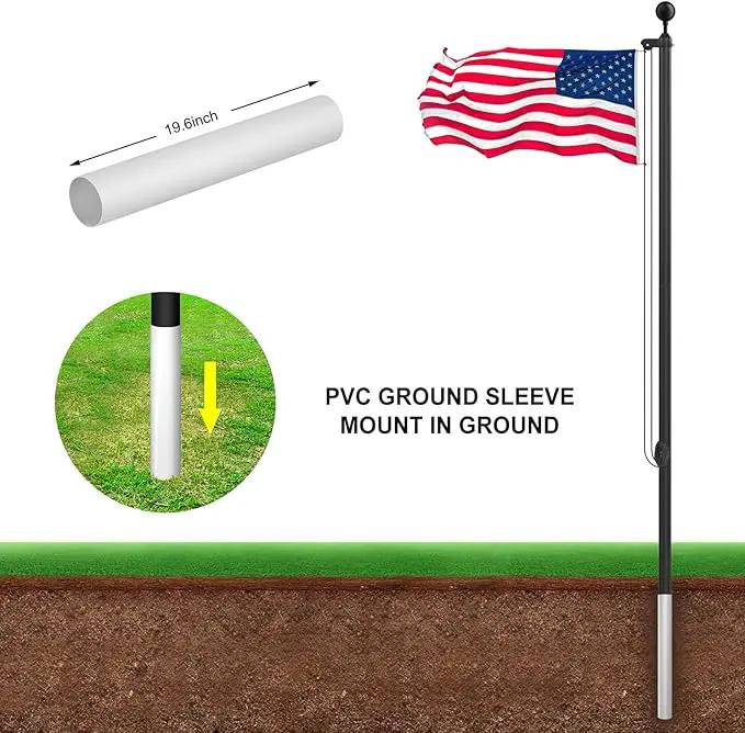 Flag Pole Kit 25FT, 12 Gauge 1.8mm Thickness Heavy Duty Flag Poles with 3x5 American Flag, Black Flag pole for Outdoor House In Ground, Extra Thick Flagpoles Suitable for Yard and Garden, photo 4 of 9