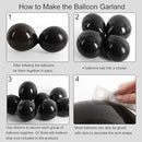 RUBFAC Black Balloons for Balloon Arch 129pcs Different Sizes Pack of 18 12 10 5 Inch Garland Kit, Latex Balloons for Halloween Party Decorations Birthday Wedding Decor by TinyTreasures Baby Boutique