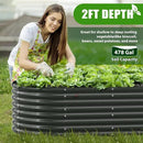 A ANLEOLIFE 8x4x2ft Galvanized Raised Garden Bed Kit, Oval Metal Deep Root Planters for Outdoor Plants Vegetables Flowers Herb, Large Bottomless, 478 Gallon Capacity- Quartz Grey by GreenHaven Gardens