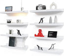 RICHER HOUSE 8 Set Floating Wall Mounted Shelves, Nursery Hanging Book Shelves with Lip for Storage, White Display Picture Ledge Shelf for Bedroom Bathroom Kitchen Living Room Wall Decor, Modern White by CozyNest Decor