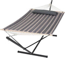 SUNCREAT Hammock with Stand 2 Person Heavy Duty, Freestanding Hammock with Spreader Bar, Soft Pillow, Gray Stripes by GreenHaven Gardens