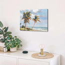 cozy country Palm Tree Wall Art 16"x11" - Coastal Pictures Beach Canvas Ocean Decor - Nautical Artwork Seascape Painting for Bathroom, Bedroom, Sea House by CozyNest Decor