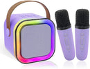 Mini Karaoke Machine for Kids, Birthday Easter Gifts Toys for Girls Boys Ages 3-12+, Portable Bluetooth Speaker with Upgraded 2 Wireless Microphones, Toddler Toys for Singing Home Party Family, Purple by TinyTreasures Baby Boutique