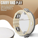 Flexzion Wood Handheld Tambourine Adults 6-Inch Double Row 8-Pair Jingles (Wood) - Percussion Round Tamborines Musical Instrument with Metal Zills by TinyTreasures Baby Boutique