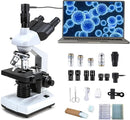 40X-5000X Compound trinocular Microscopes trinocular for Adults, with 5.0 mp Camera with Microscope Slides 30p, Microscope Accessories, Microscopes for School Laboratory Home Education Abbe Condenser by TinyTreasures Baby Boutique