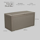 100 Gallon Lockable Resin Deck Box, Waterproof & UV-Resistant Outdoor Storage Box for Outdoor Cushion Storage, Garden Tools & Pool Accessories Storage, Gray by GreenHaven Gardens