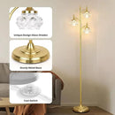 Gold Floor Lamp, Dimmable Tree Floor Lamps for Living Room Brass Tall Standing Lamp with 3 Rotatable Lights Glass Shade 66.5'' Modern Corner Lamp for Bedroom Office(3LED Bulbs Included) by CozyNest Decor