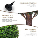 22" Artificial Boxwood Topiary Ball Trees with Ground Spike Set of 2 - UV Resistant Faux Green Shrubs & Bushes Potted Plants for Outdoor Indoor Front Porch Garden by GreenHaven Gardens