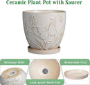 6 Inch Ceramic Plant Pot for Indoor Plants Outdoor Round Planter Flower Pot with Drainage Hole and Saucer for Home Garden Office Decor White by GreenHaven Gardens