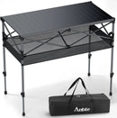 Camping Table Foldable, 2 Adjustable Height 34.2”, Large Roll Up Camping Table Support 264lbs with Storage Basket and Bag, Aluminum Outdoor Table, for Picnic Travel BBQ, 39.4” x 19.7”, Black by GreenHaven Gardens
