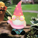BAYN Garden Gnome Statues Outdoor Decor, Solar Powered Outdoor Gnome with Flamingo Swimming Decorative Yard Garden Lights Art Gifts with 11 Warm White LEDs by CozyNest Decor